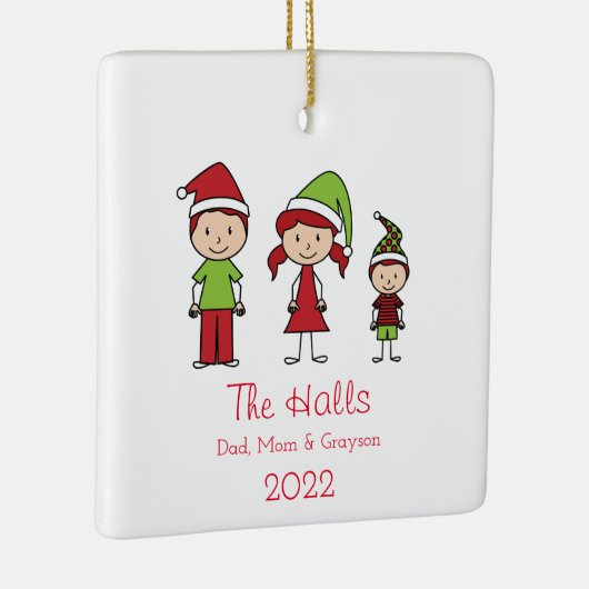 名前をカスタムするパーソナライズされたファミリークリスマスセラミック セラミックオーナメント (右)