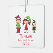 名前をカスタムするパーソナライズされたファミリークリスマスセラミック セラミックオーナメント (左)