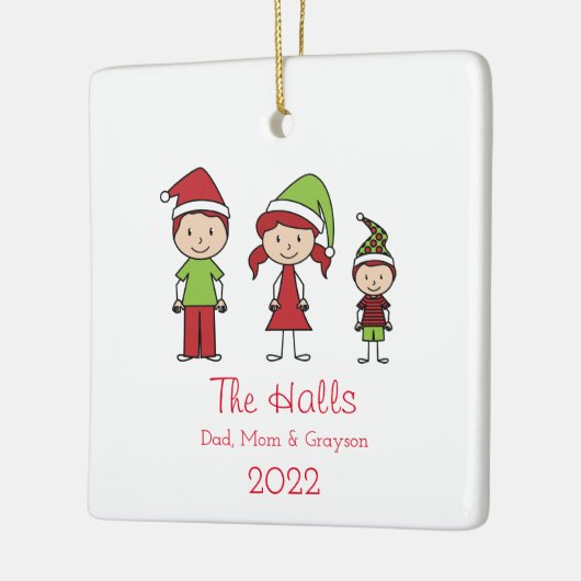 名前をカスタムするパーソナライズされたファミリークリスマスセラミック セラミックオーナメント (左)