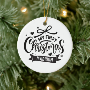 名前をカスタムするパーソナライズされたベビー初めてのクリスマス セラミックオーナメント