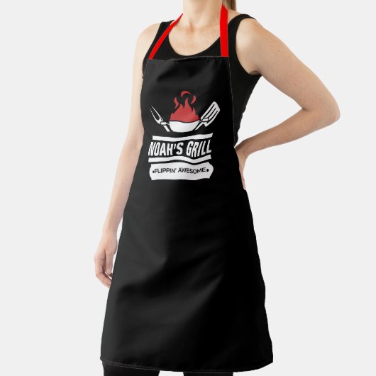 名前をカスタムするパーソナライズされたミームBBQブラックシェフ エプロン (インサイチュ)