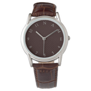 名前をカスタムするパーソナライズされたメンズブラウン腕時計 腕時計