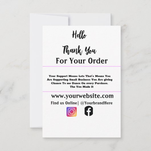 名前をカスタムするパーソナライズされたモノグラム名刺 サンキューカード (正面)