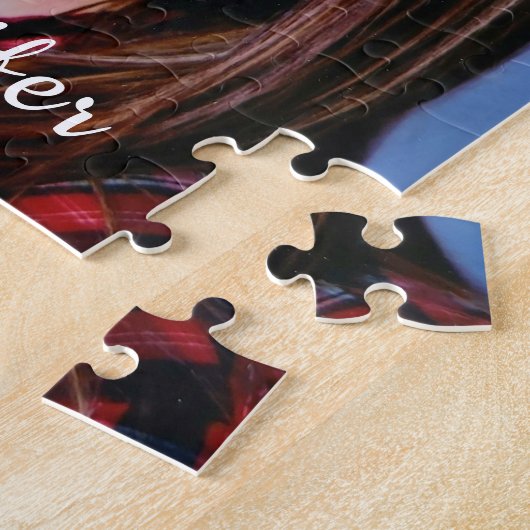 名前をカスタムするパーソナライズされた写真 ジグソーパズル (側面)