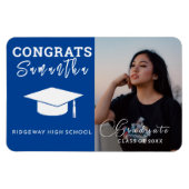 名前をカスタムするパーソナライズされた卒業写真 マグネット (横)