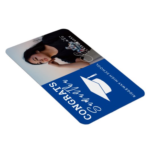 名前をカスタムするパーソナライズされた卒業写真 マグネット (右側)