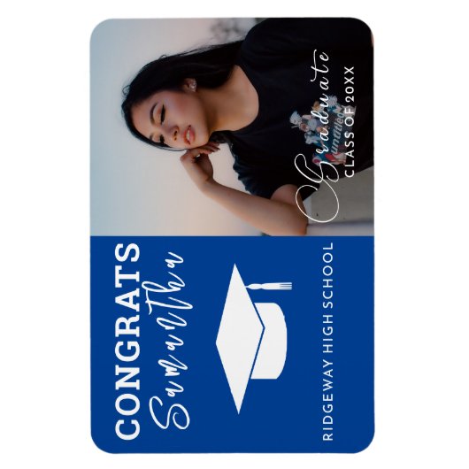 名前をカスタムするパーソナライズされた卒業写真 マグネット (縦)
