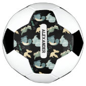 名前をカスタムするパーソナライズされた恐竜 サッカーボール (回転)