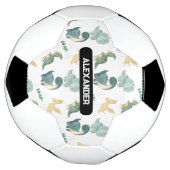 名前をカスタムするパーソナライズされた恐竜 サッカーボール (回転)