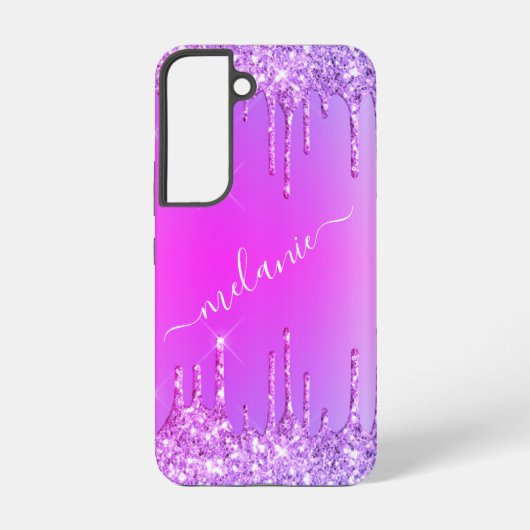 名前をカスタムするパーソナライズされた文字パープルピンク SAMSUNG GALAXYケース (裏面)