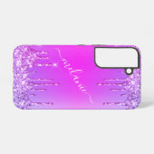名前をカスタムするパーソナライズされた文字パープルピンク SAMSUNG GALAXYケース (裏面横)
