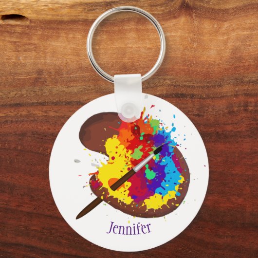 名前をカスタムするパーソナライズされた画家アート キーホルダー (正面)
