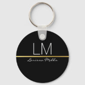 名前をカスタムするパーソナライズされた黒 キーホルダー (正面)