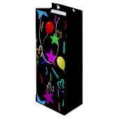 名前をカスタムするパーティーブラック ワインギフトバッグ (裏面アングル)