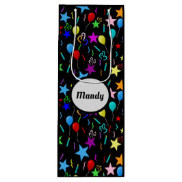 名前をカスタムするパーティーブラック ワインギフトバッグ