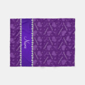 名前をカスタムするパープルアイラブチアリーティングハート フリースブランケット (正面(横))