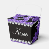 名前をカスタムするパープルグリッターハイヒールの服の財布 フェイバーボックス (正面サイド)