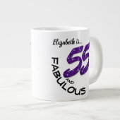 名前をカスタムするパープルグリッター55歳誕生日 ジャンボコーヒーマグカップ (正面右)