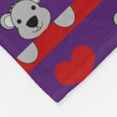 名前をカスタムするパープルコアラス赤いハートストライプズ フリースブランケット (角)