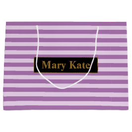 名前をカスタムするパープルストライプズ ラージペーパーバッグ