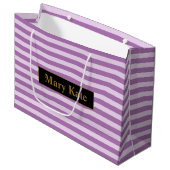名前をカスタムするパープルストライプズ ラージペーパーバッグ (正面アングル)