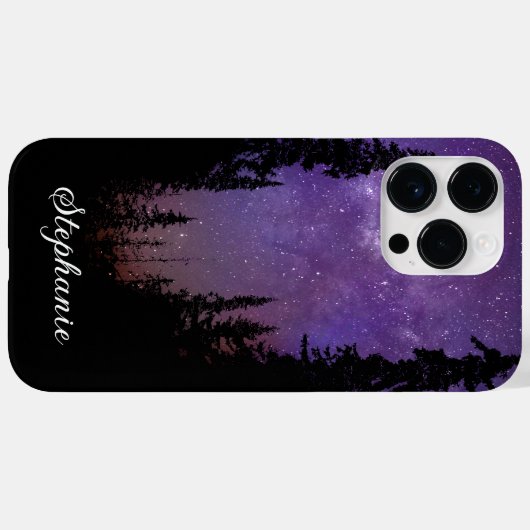 名前をカスタムするパープルナイトスカイフォレストミルキーウェイケース Case-Mate iPhoneケース (裏面 (横))