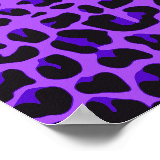 名前をカスタムするパープルヒョウのネオンホットピンクグリッター ポスター (角)