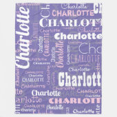 名前をカスタムするパープルピンク繰り返しグラフィティパターン フリースブランケット (正面)