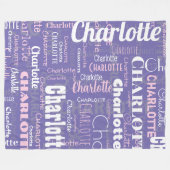 名前をカスタムするパープルピンク繰り返しグラフィティパターン フリースブランケット (正面(横))