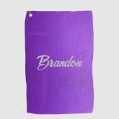 名前をカスタムするパープルレザーゴルフタオル ゴルフタオル (正面)
