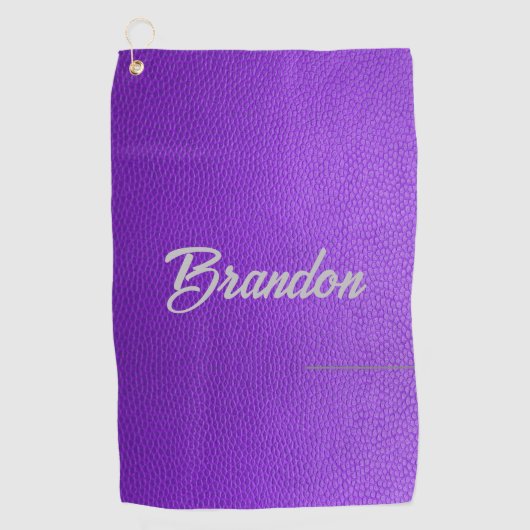 名前をカスタムするパープルレザーゴルフタオル ゴルフタオル (正面)