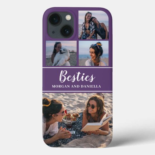 名前をカスタムするパープル最高のフレンズフォトコラージュ Case-Mate iPhoneケース (裏面)