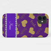 名前をカスタムするパープル金ゴールド花嫁ハート Case-Mate iPhoneケース (裏面(横))