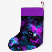 名前をカスタムするパープル&ブルー銀河系コズミック スモールクリスマスストッキング (裏面)