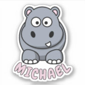 名前をカスタムするヒッポズーサファリ動物 シール (正面)