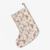 名前をカスタムするビクトリアンヴィンテージバラ スモールクリスマスストッキング (裏面 (吊り時))