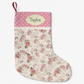 名前をカスタムするビクトリアンヴィンテージバラ スモールクリスマスストッキング (正面)