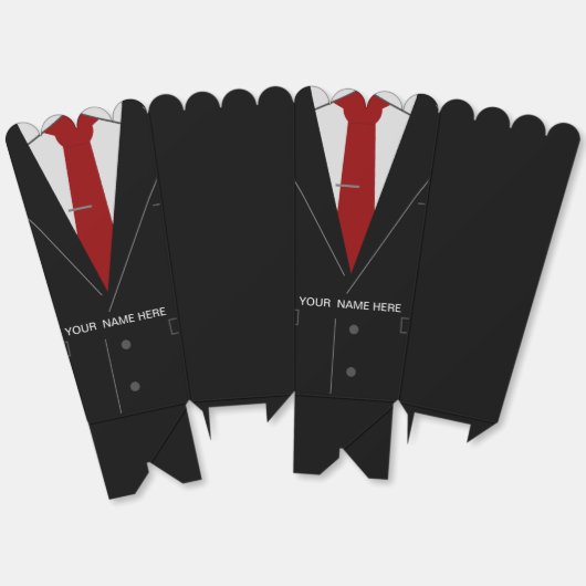 名前をカスタムするビジネススーツのタイおもしろいポコーンボックス フェイバーボックス (見開き)