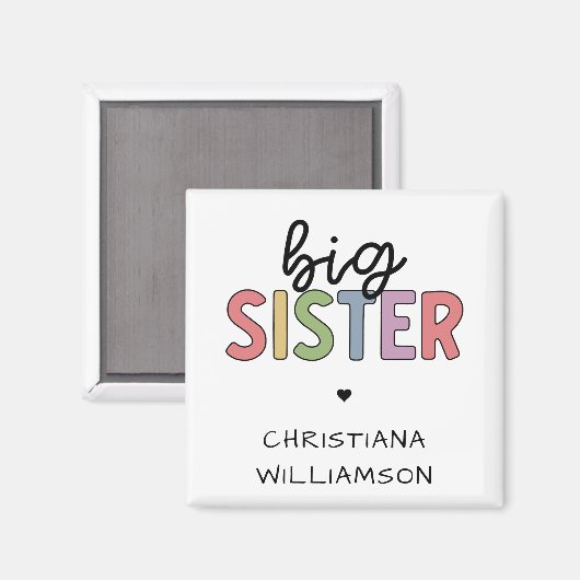 名前をカスタムするビッグシスター可愛パーソナライズされた マグネット (正面/裏面)