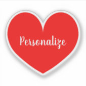 名前をカスタムするビッグ赤いハートノートデカールシール シール (正面)