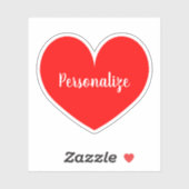 名前をカスタムするビッグ赤いハートノートデカールシール シール (シート)