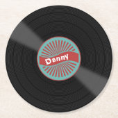 名前をカスタムするビニル記録 ラウンドペーパーコースター (正面)