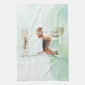 名前をカスタムするビーグルペットドッグ キッチンタオル (縦)