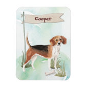 名前をカスタムするビーグルペットドッグ マグネット (縦)