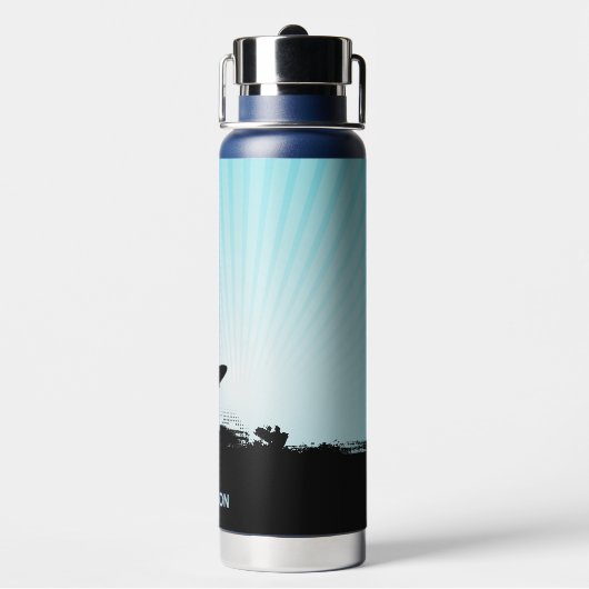 名前をカスタムするビーチサーファー ウォーターボトル (背面)