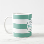 名前をカスタムするビーチハウスティール（緑がかった色）ストライプズ コーヒーマグカップ (左)