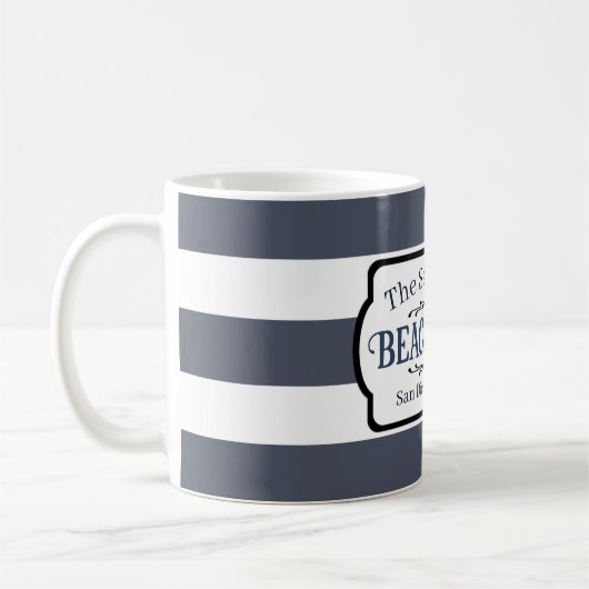 名前をカスタムするビーチハウス航海のストライプズ コーヒーマグカップ (左)