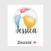 名前をカスタムするビーチ球 シール (シート)