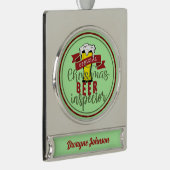 名前をカスタムするビールオーバーおもしろいことわざビールタスター シルバープレートバナーオーナメント (右)