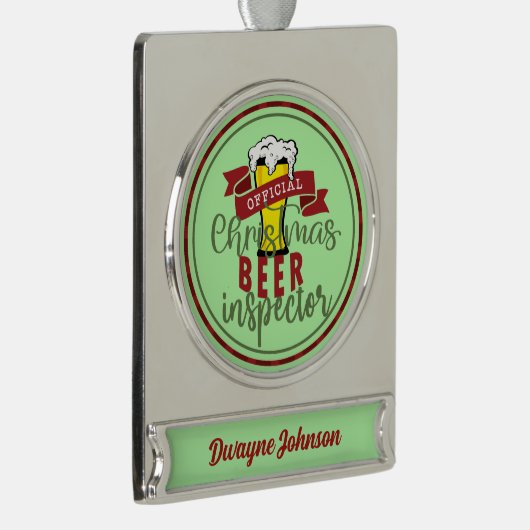 名前をカスタムするビールオーバーおもしろいことわざビールタスター シルバープレートバナーオーナメント (右)